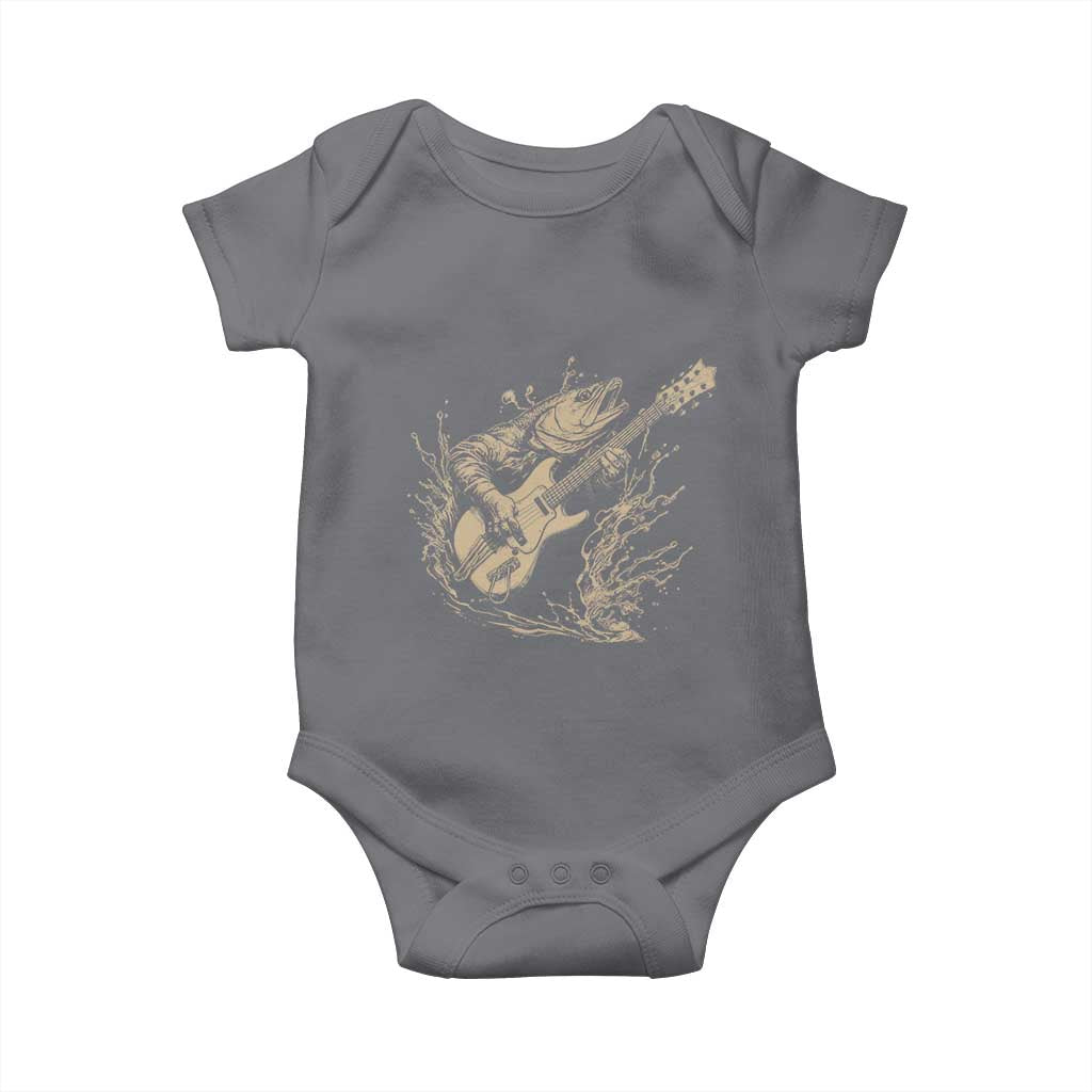 Vintage Trout Playing Guitar Baby Onesie Funny Fishing Musician Gift