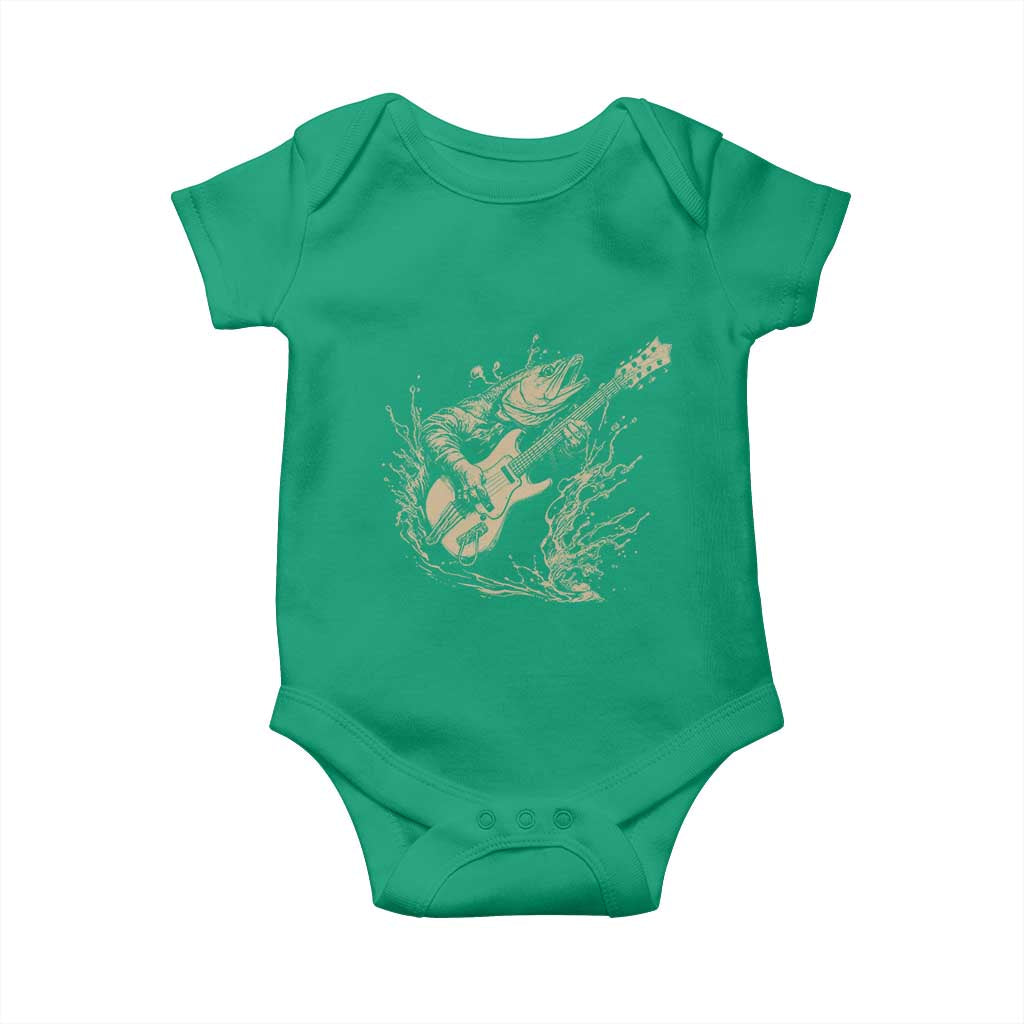 Vintage Trout Playing Guitar Baby Onesie Funny Fishing Musician Gift