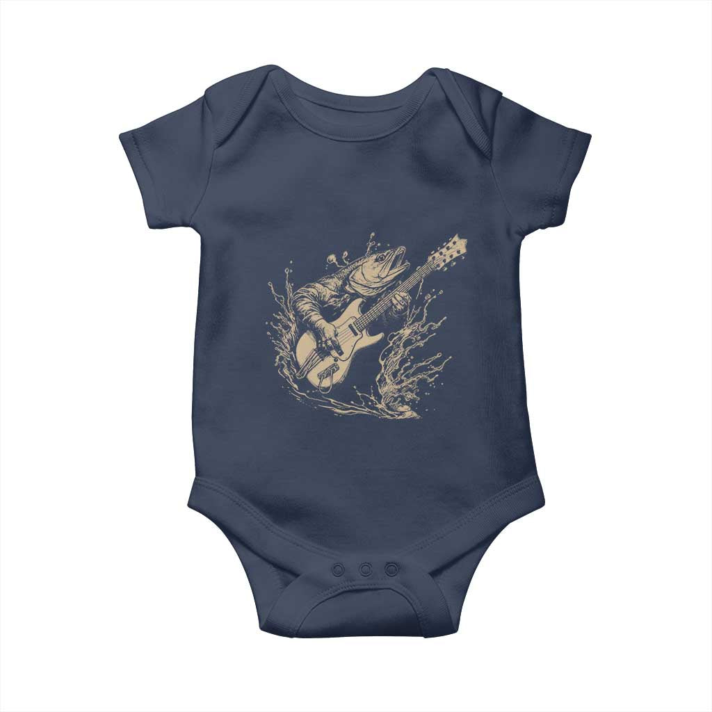 Vintage Trout Playing Guitar Baby Onesie Funny Fishing Musician Gift