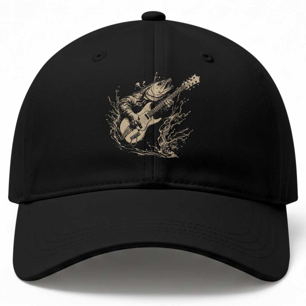 Vintage Trout Playing Guitar Baseball Cap Funny Fishing Musician Gift