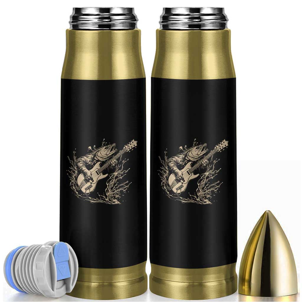 Vintage Trout Playing Guitar Bullet Tumbler Funny Fishing Musician Gift