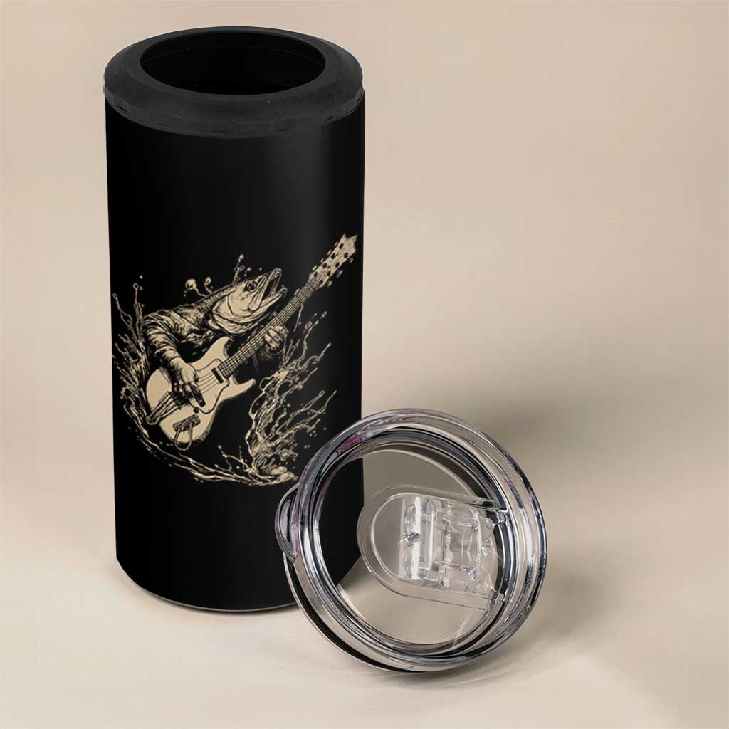 Vintage Trout Playing Guitar 4 in 1 Can Cooler Tumbler Funny Fishing Musician Gift