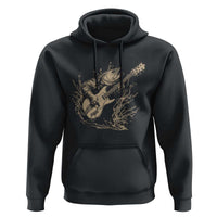 Vintage Trout Playing Guitar Hoodie Funny Fishing Musician Gift