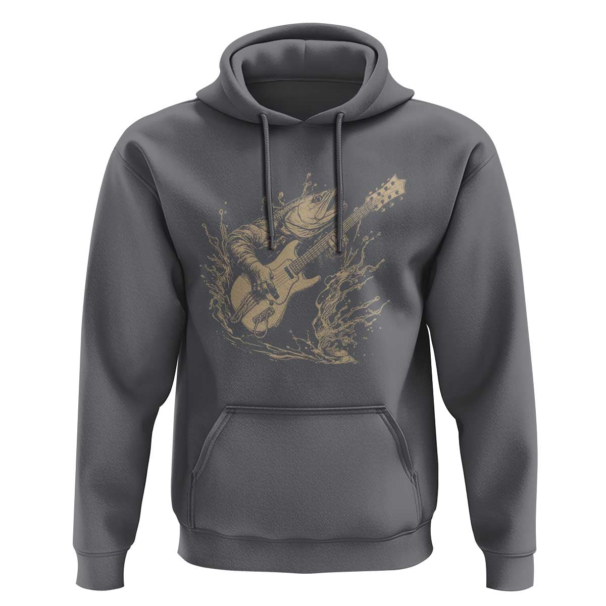 Vintage Trout Playing Guitar Hoodie Funny Fishing Musician Gift