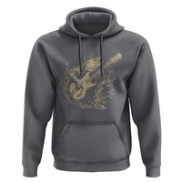 Vintage Trout Playing Guitar Hoodie Funny Fishing Musician Gift