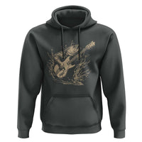 Vintage Trout Playing Guitar Hoodie Funny Fishing Musician Gift