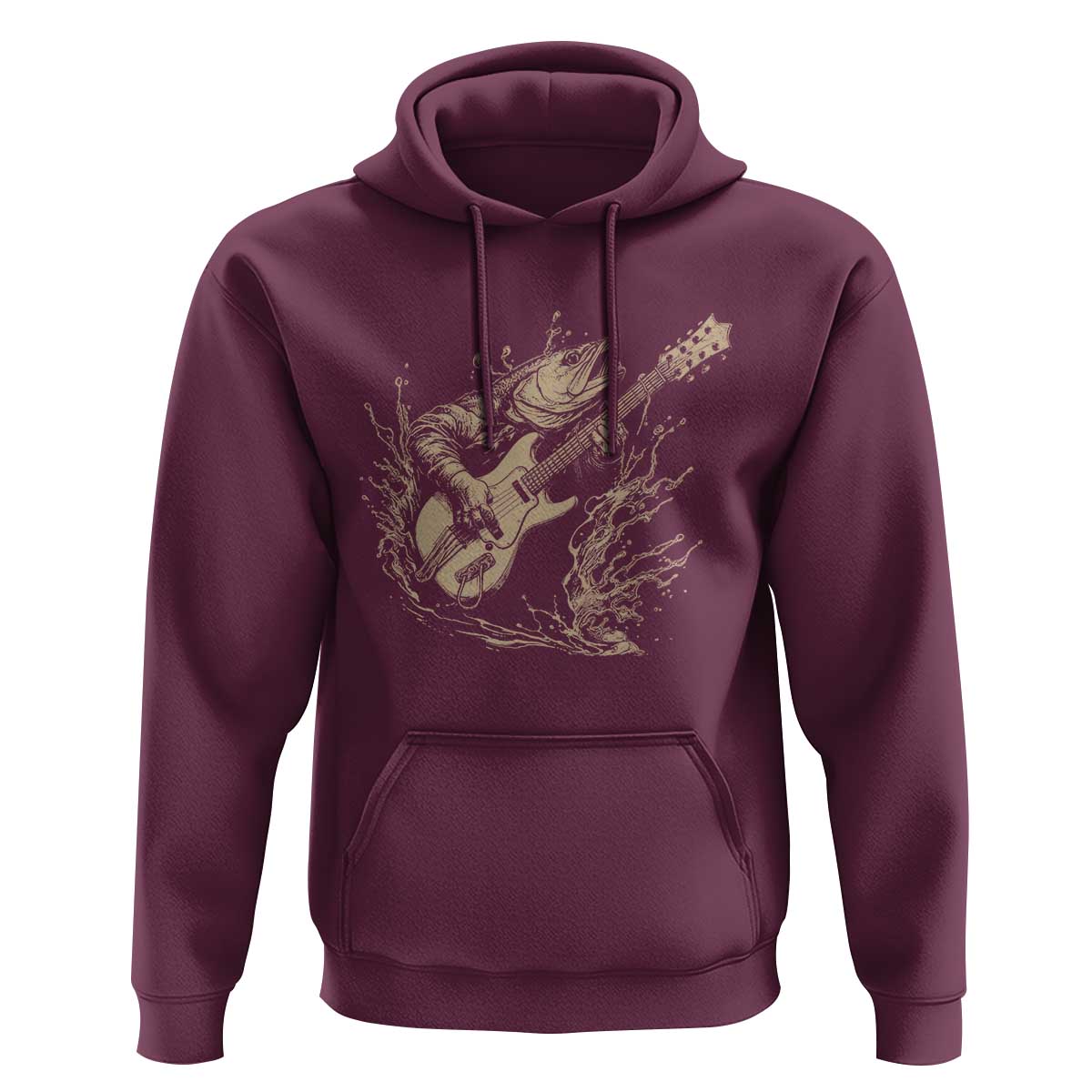 Vintage Trout Playing Guitar Hoodie Funny Fishing Musician Gift