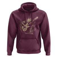 Vintage Trout Playing Guitar Hoodie Funny Fishing Musician Gift