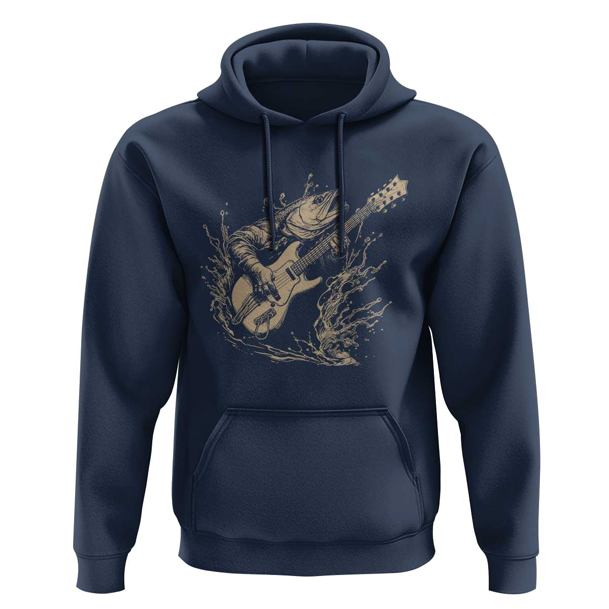 Vintage Trout Playing Guitar Hoodie Funny Fishing Musician Gift