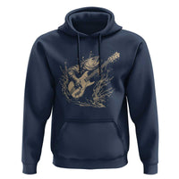 Vintage Trout Playing Guitar Hoodie Funny Fishing Musician Gift
