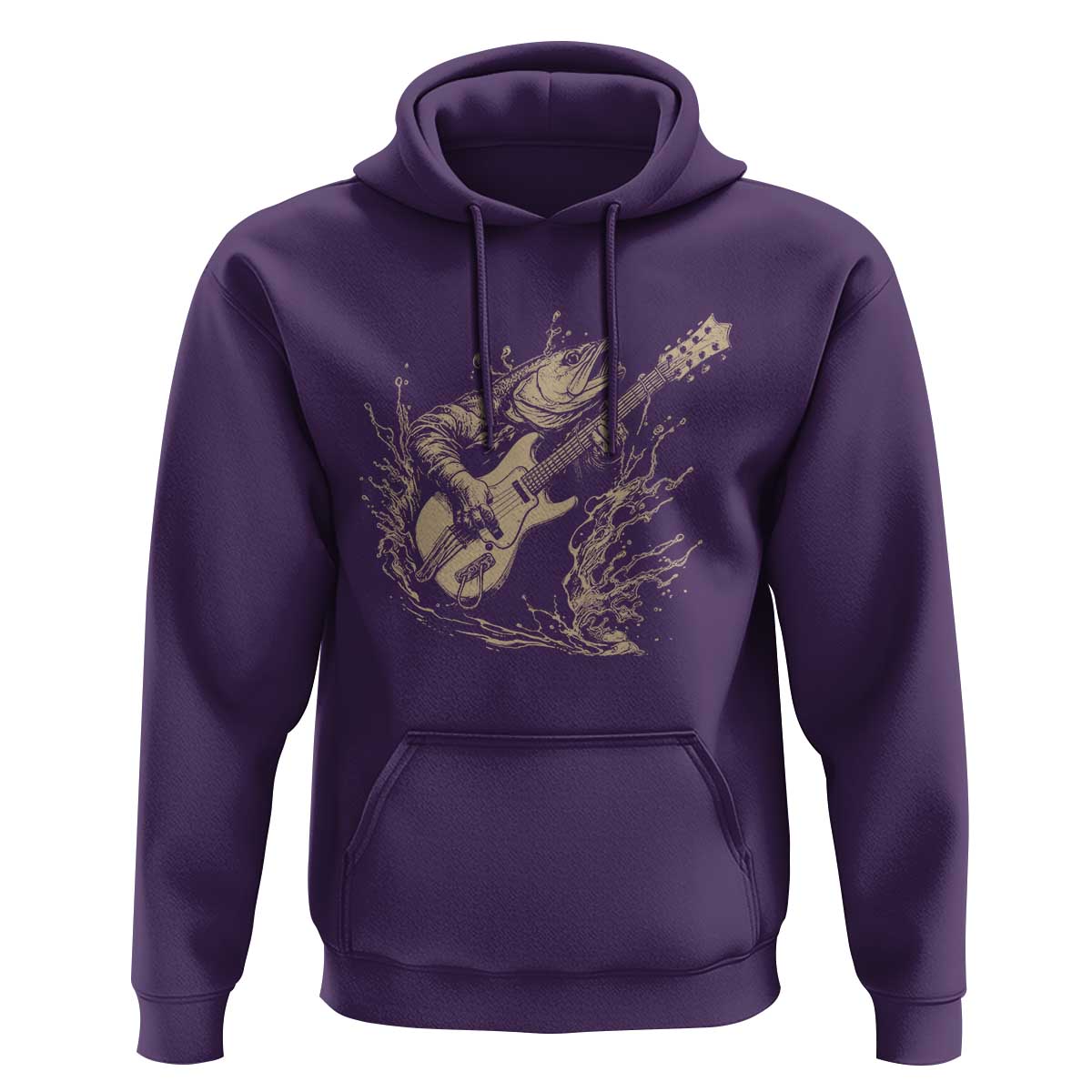 Vintage Trout Playing Guitar Hoodie Funny Fishing Musician Gift