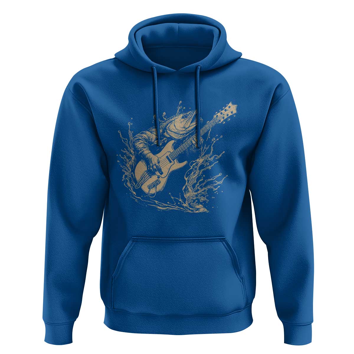 Vintage Trout Playing Guitar Hoodie Funny Fishing Musician Gift