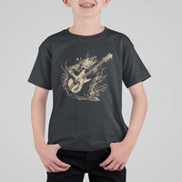 Vintage Trout Playing Guitar T Shirt For Kid Funny Fishing Musician Gift