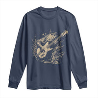 Vintage Trout Playing Guitar Long Sleeve Shirt Funny Fishing Musician Gift