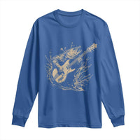 Vintage Trout Playing Guitar Long Sleeve Shirt Funny Fishing Musician Gift