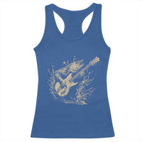 Vintage Trout Playing Guitar Racerback Tank Top Funny Fishing Musician Gift