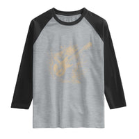 Vintage Trout Playing Guitar Raglan Shirt Funny Fishing Musician Gift