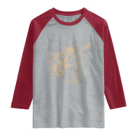 Vintage Trout Playing Guitar Raglan Shirt Funny Fishing Musician Gift