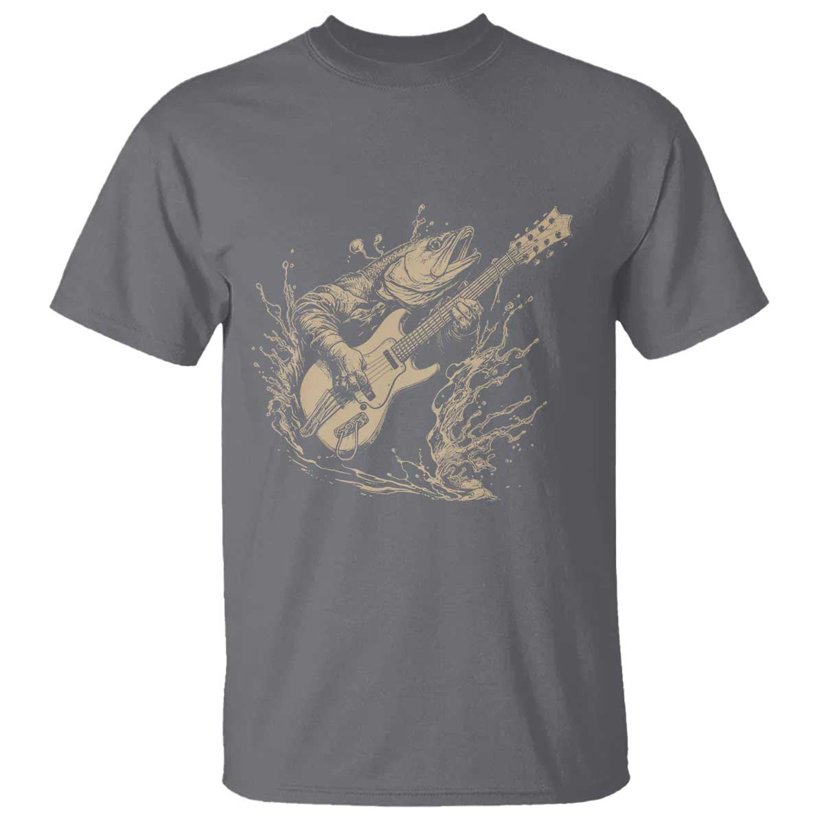 Vintage Trout Playing Guitar T Shirt Funny Fishing Musician Gift