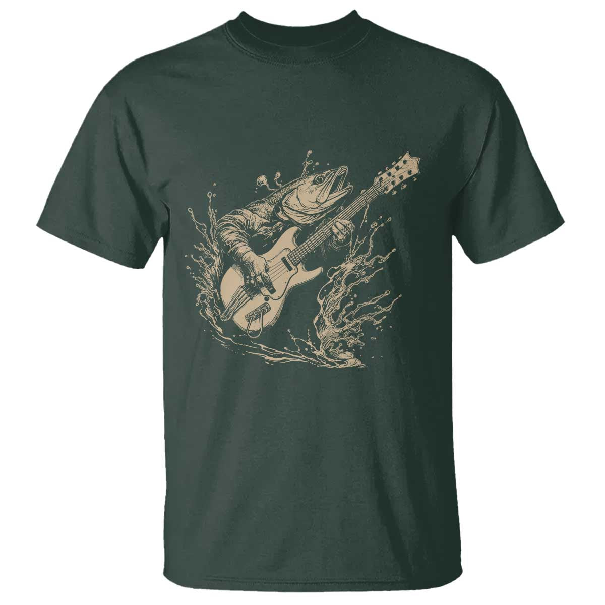 Vintage Trout Playing Guitar T Shirt Funny Fishing Musician Gift