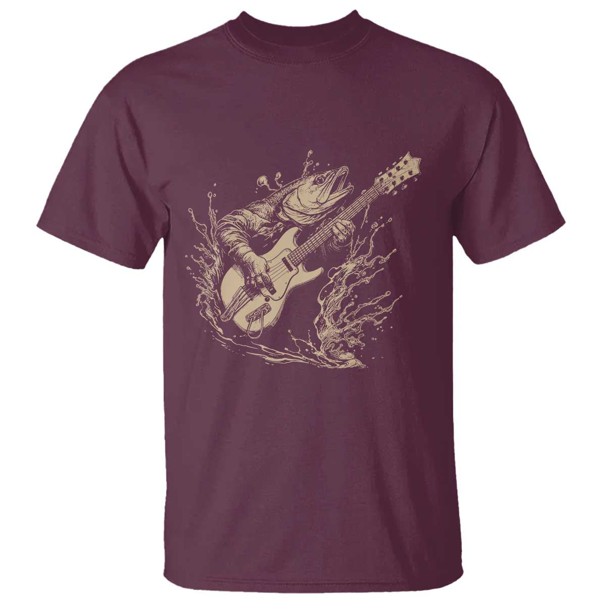 Vintage Trout Playing Guitar T Shirt Funny Fishing Musician Gift