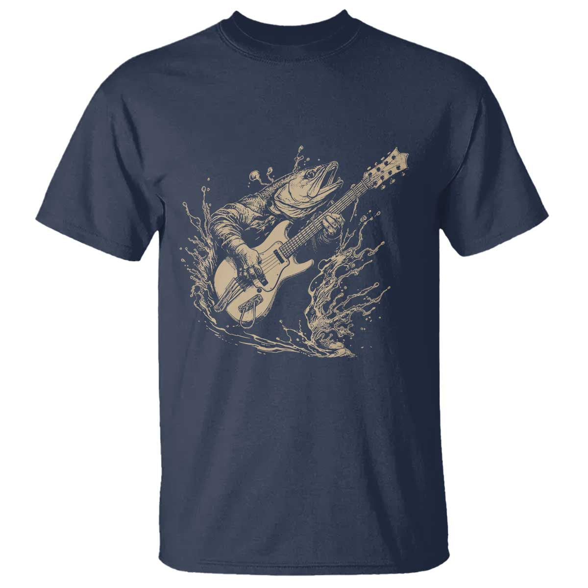 Vintage Trout Playing Guitar T Shirt Funny Fishing Musician Gift