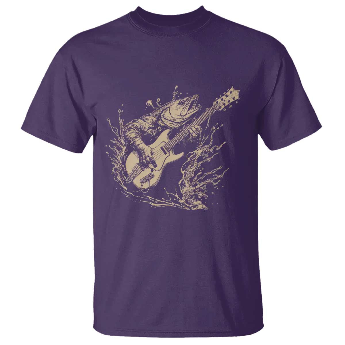 Vintage Trout Playing Guitar T Shirt Funny Fishing Musician Gift