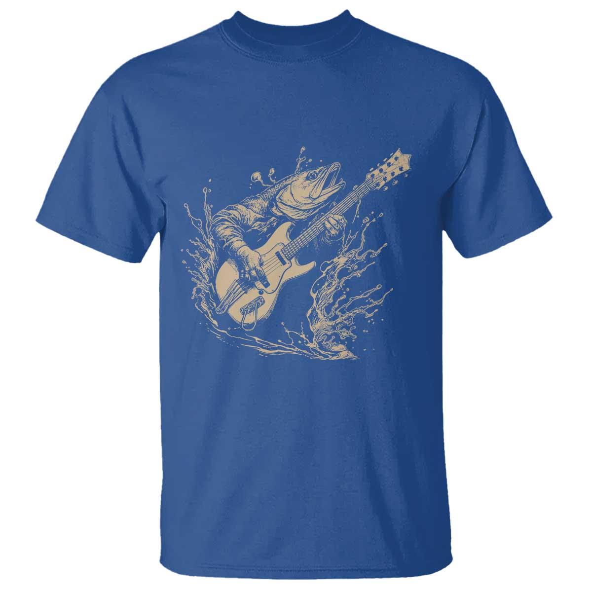 Vintage Trout Playing Guitar T Shirt Funny Fishing Musician Gift