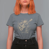 Vintage Trout Playing Guitar T Shirt For Women Funny Fishing Musician Gift
