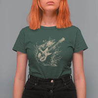 Vintage Trout Playing Guitar T Shirt For Women Funny Fishing Musician Gift