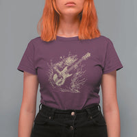 Vintage Trout Playing Guitar T Shirt For Women Funny Fishing Musician Gift
