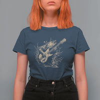 Vintage Trout Playing Guitar T Shirt For Women Funny Fishing Musician Gift