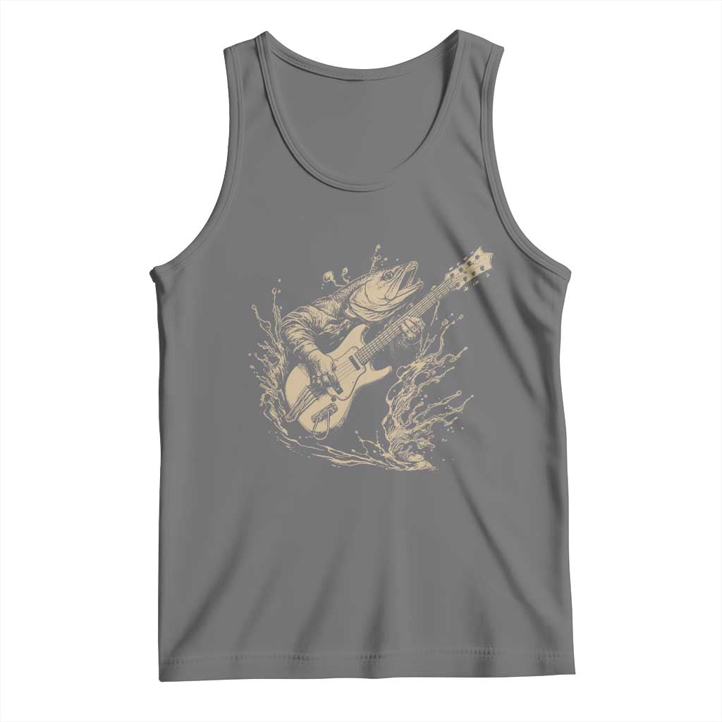 Vintage Trout Playing Guitar Tank Top Funny Fishing Musician Gift