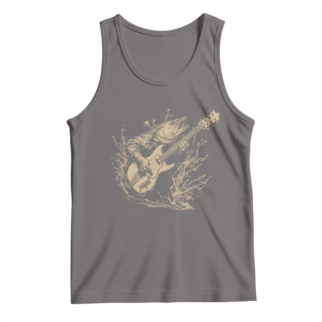 Vintage Trout Playing Guitar Tank Top Funny Fishing Musician Gift