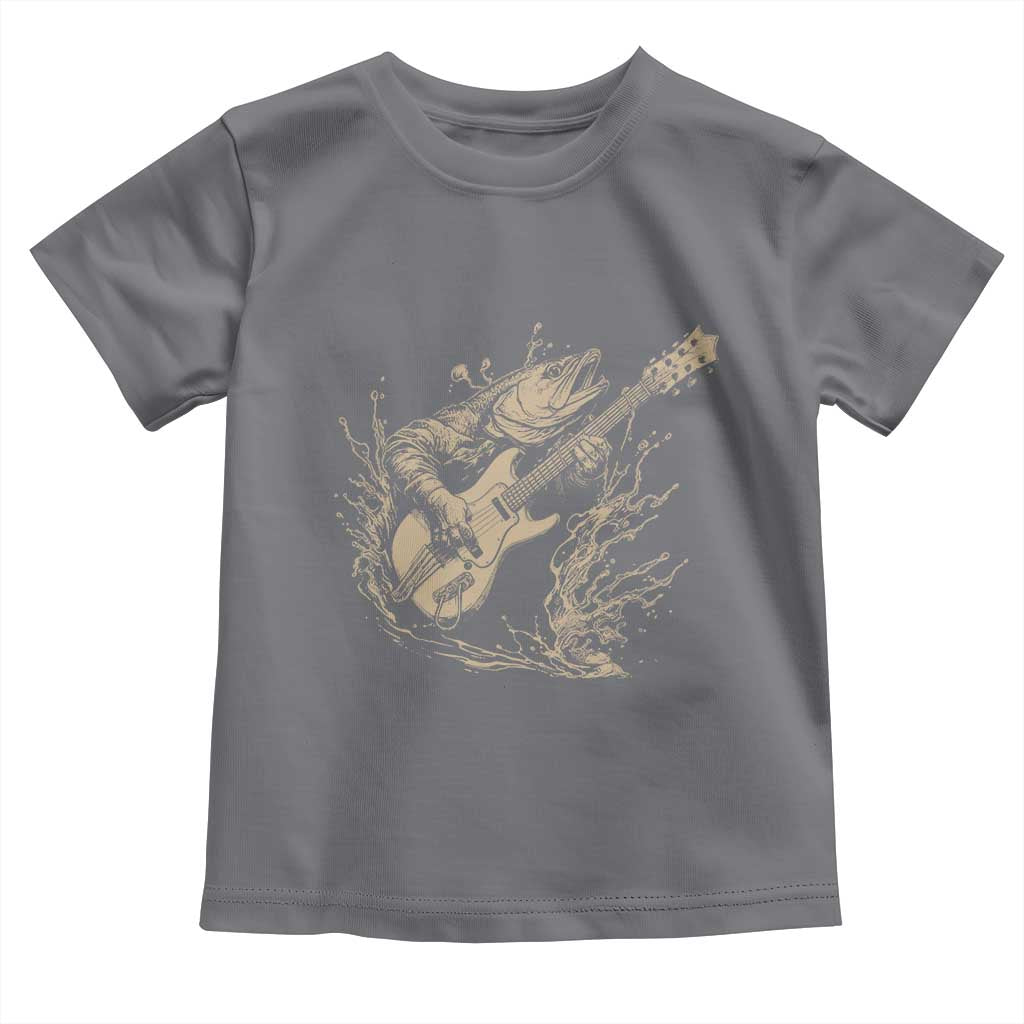 Vintage Trout Playing Guitar Toddler T Shirt Funny Fishing Musician Gift