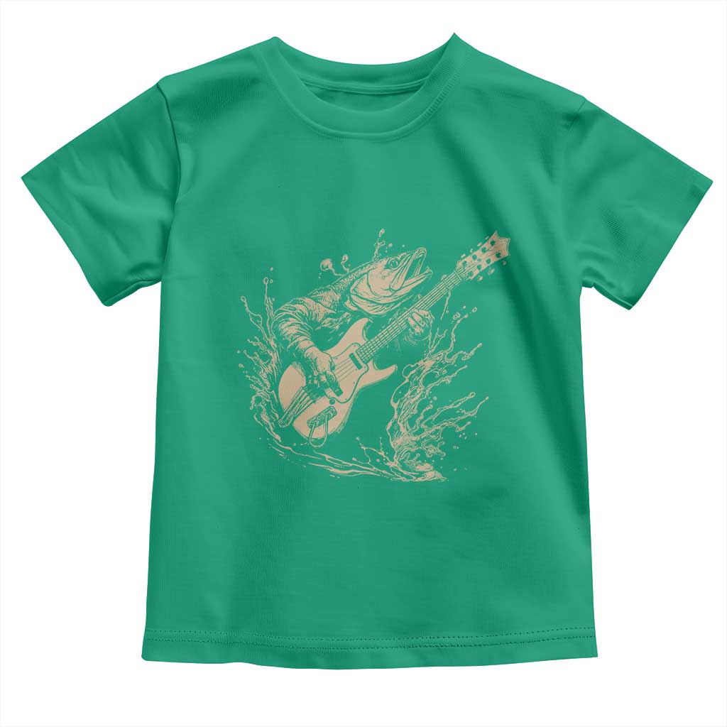 Vintage Trout Playing Guitar Toddler T Shirt Funny Fishing Musician Gift