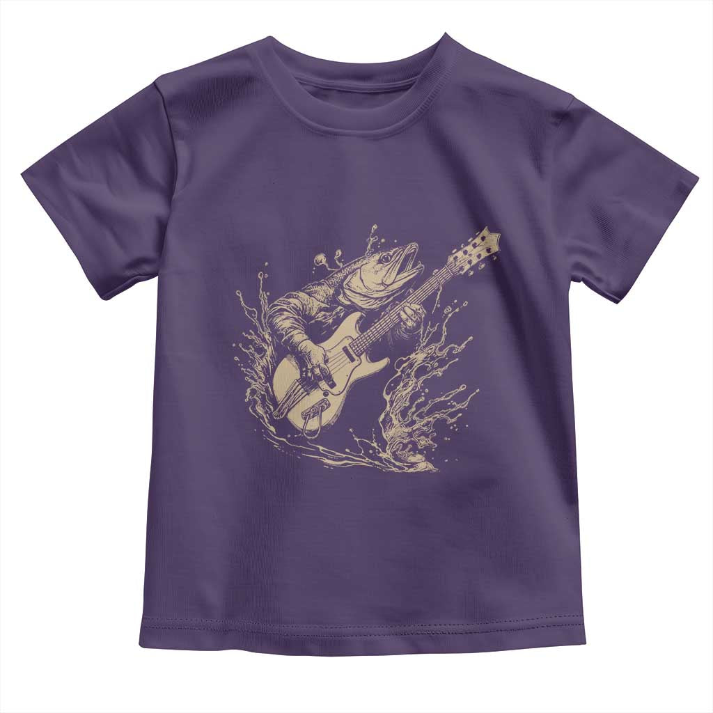 Vintage Trout Playing Guitar Toddler T Shirt Funny Fishing Musician Gift