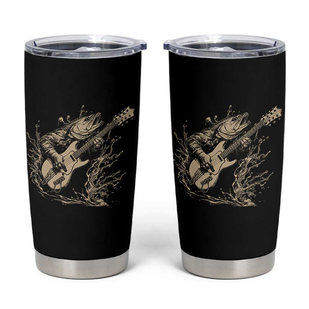 Vintage Trout Playing Guitar Tumbler Cup Funny Fishing Musician Gift