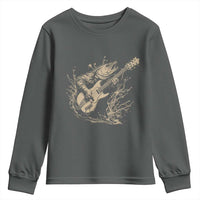 Vintage Trout Playing Guitar Youth Sweatshirt Funny Fishing Musician Gift