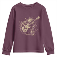 Vintage Trout Playing Guitar Youth Sweatshirt Funny Fishing Musician Gift