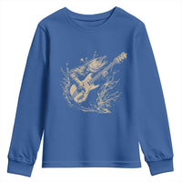 Vintage Trout Playing Guitar Youth Sweatshirt Funny Fishing Musician Gift