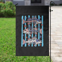Patriotic Striped Bass Fishing Skeleton Garden Flag USA Flag Angler Gift