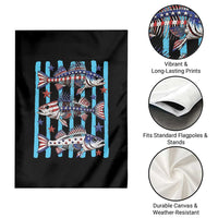 Patriotic Striped Bass Fishing Skeleton Garden Flag USA Flag Angler Gift