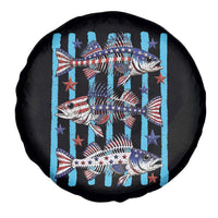 Patriotic Striped Bass Fishing Skeleton Spare Tire Cover USA Flag Angler Gift