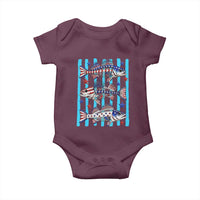 Patriotic Striped Bass Fishing Skeleton Baby Onesie USA Flag Angler Gift