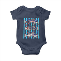 Patriotic Striped Bass Fishing Skeleton Baby Onesie USA Flag Angler Gift