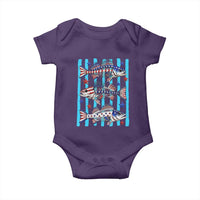 Patriotic Striped Bass Fishing Skeleton Baby Onesie USA Flag Angler Gift
