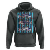 Patriotic Striped Bass Fishing Skeleton Hoodie USA Flag Angler Gift