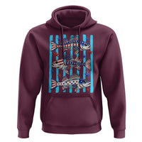 Patriotic Striped Bass Fishing Skeleton Hoodie USA Flag Angler Gift