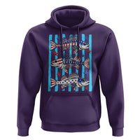 Patriotic Striped Bass Fishing Skeleton Hoodie USA Flag Angler Gift